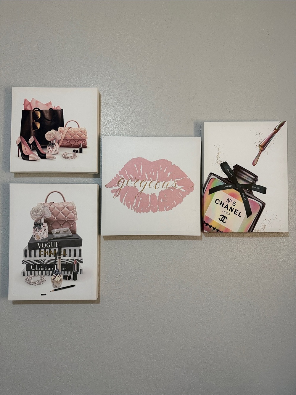 Pink Lip Art & Fashion Canvas Set - Pink Accents